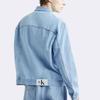 Calvin Klein Color Block Label Comfortable Long Sleeve Denim Jacket Men Jackets Blue J325551-1AA