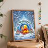 Disney Christmas winter bear and reindeer oil painting hand painting coloring painting handmade diy home decoration gift