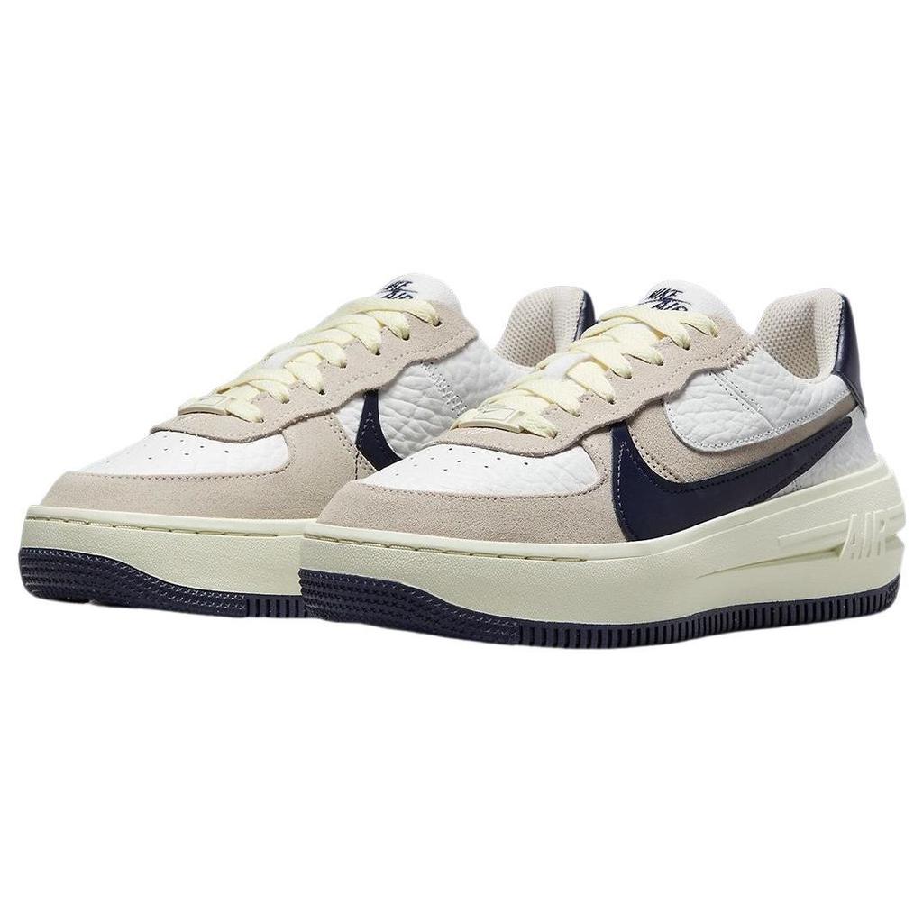Nike Air Force 1 PLT.AF.ORM Summit Белые Темно-синие Женские Кроссовки Светло-Коричневый Кокосовое Молоко Черненый Синий FB8481-100
