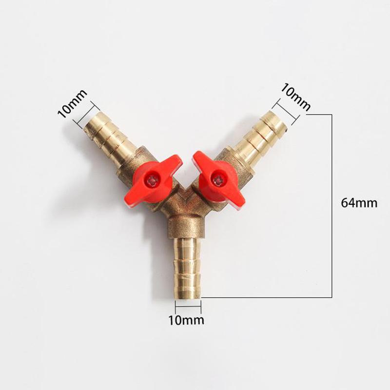 Brass Y 3 Way Shut Off Ball Valve with 8mm 10mm Hose Barb Connector for Water Air Control System Leakproof Design