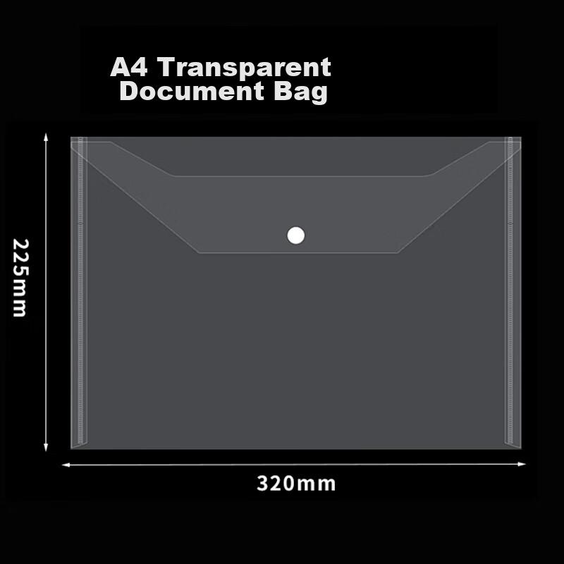 Transparent Document Folders, 20 A4 Button Folders, Thickened Waterproof Storage Bags, File Folders, Office Document Bags, Exam Paper Storage Bags