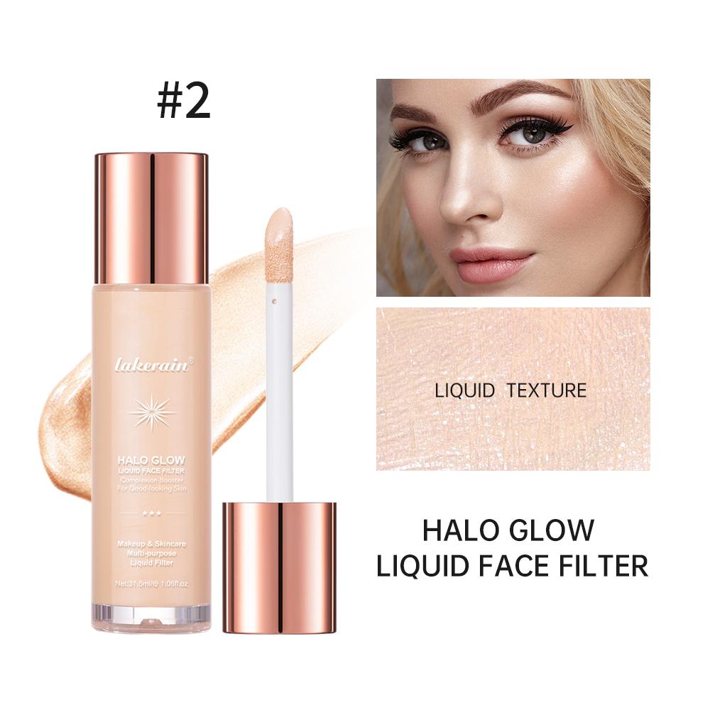 Lakerain Halo Glow Жидкий фильтр для лица для сияющего вида, обогащенный гиалуроновой кислотой, жидкий хайлайтер-пудра