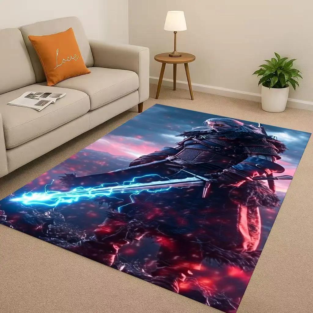 HD The W-Witcher Game Geralt Gamer Cartoon Living Room Non-Slip Area Rug Carpet For Bedroom Playroom Sofa,Home Doormat Kid Gift