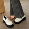 Модные массивные мокасины для женщин Кожаные туфли на платформе Повседневная обувь с круглым носком Женская обувь в британском стиле Черные туфли в стиле Лолита Винтаж