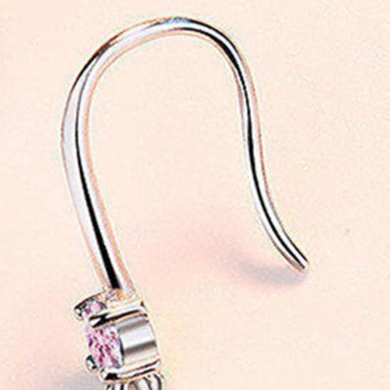 1 Pair Korean Style Hook Earrings Dolphin Design Shiny Rhinestones Drop Earrings Women Mid-length Earrings