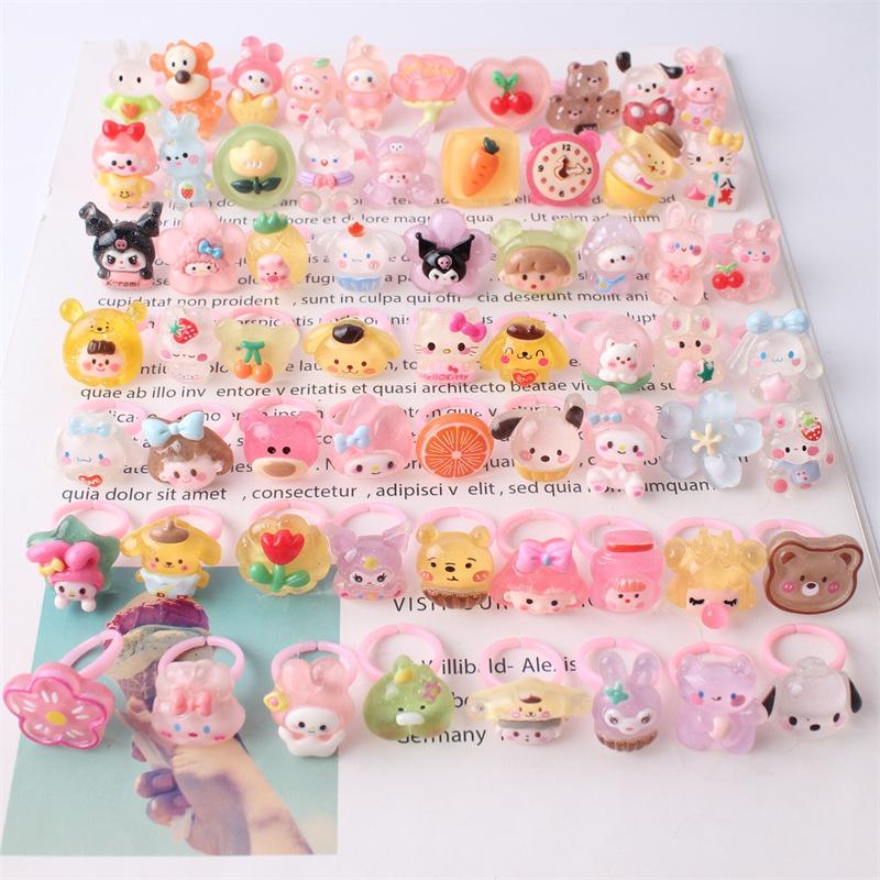 10 шт. мультяшное детское кольцо из смолы, милое цветочное кольцо, матовое кольцо, подарок