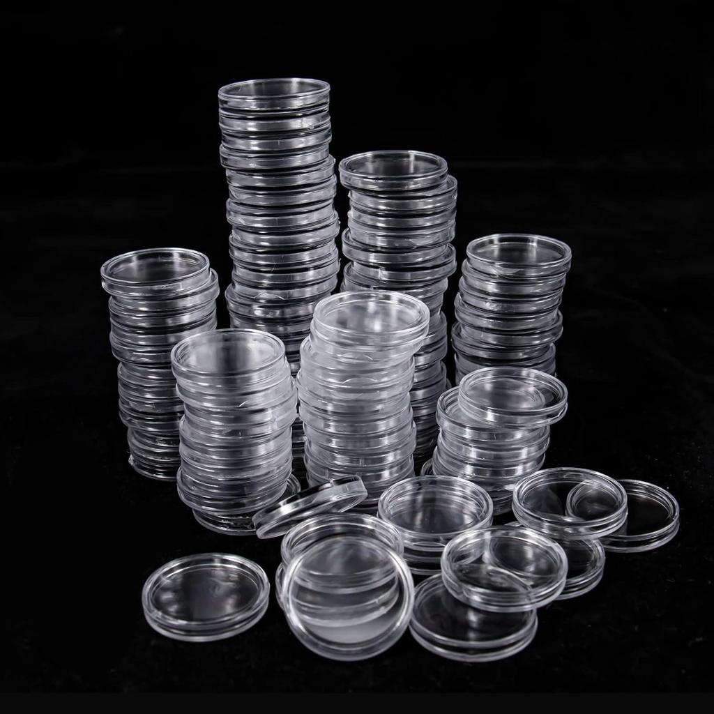 100 Pieces 18mm Coin Holder Capsules, Airtight Circular Clear Plastic Coin Containers, Secure Coin Storage for Collectibles, Commemorative Coins