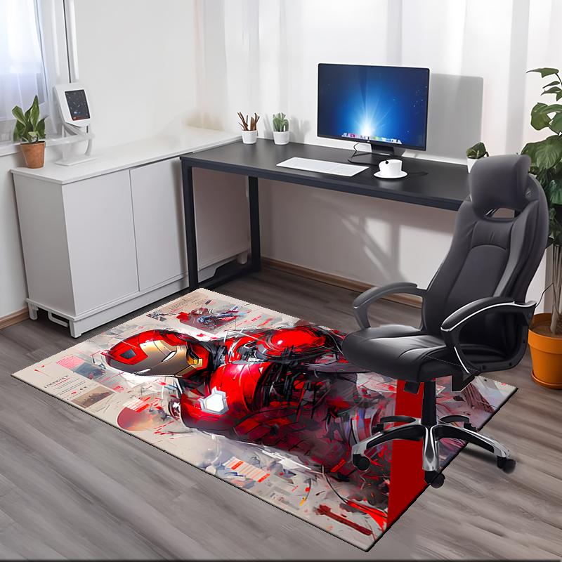 Iron Man Printed Carpet, for Office Chair Living Room Bedroom Kitchen Room Decor Gifts.