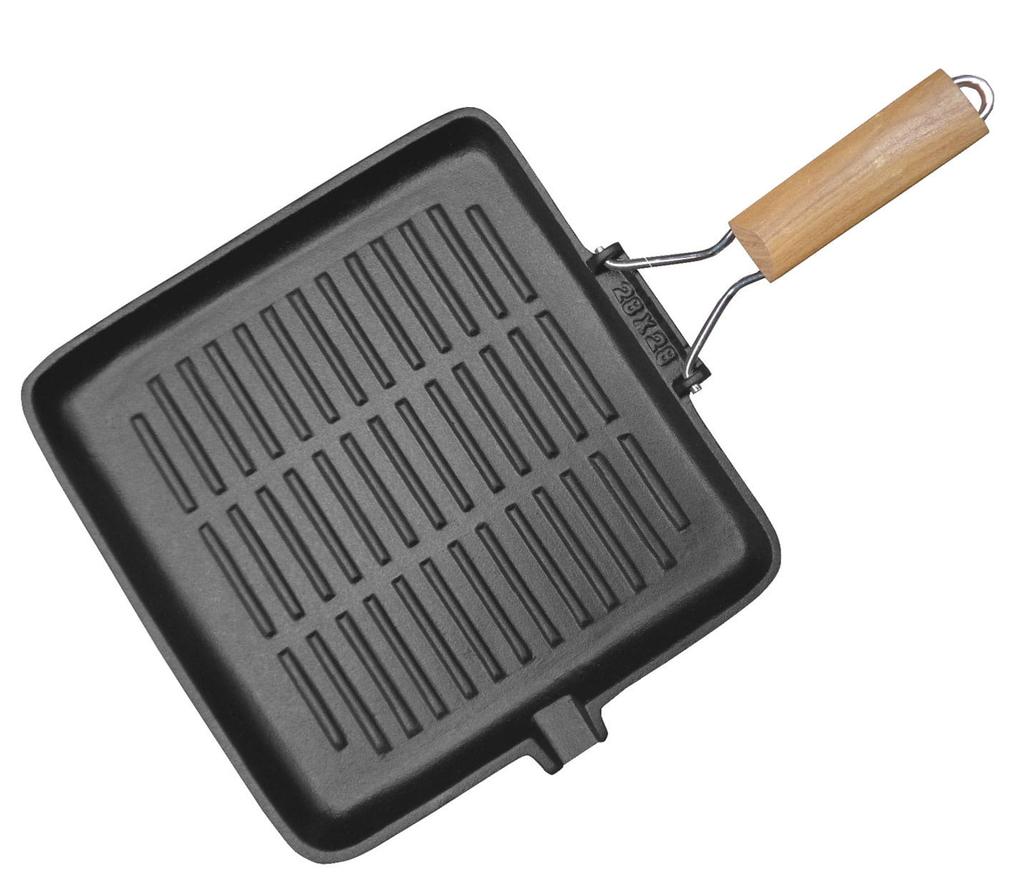 Patelnia grillowa żeliwna 24cm indukcja ciężka składany uchwyt KRISBERG KS-2563