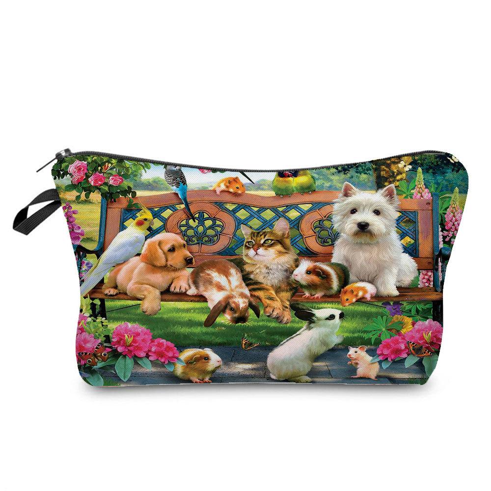 Женская косметичка с принтом кошки, органайзер для туалетных принадлежностей, дорожный чехол для хранения 6429