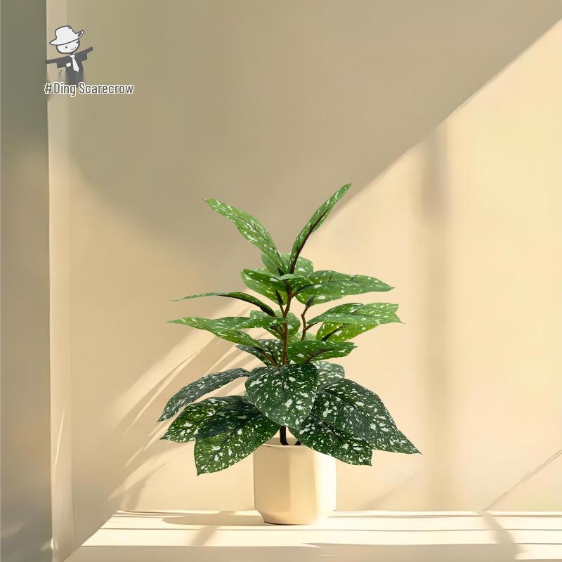 Nordic Style Artificial Cat Eye Leaf Rubber Tree for Home Decor