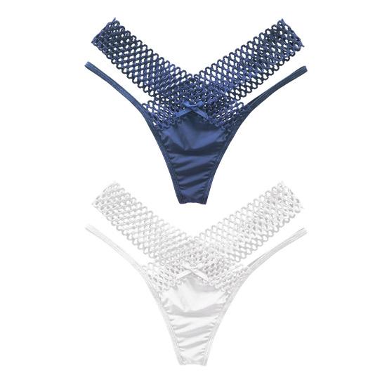 2 Pcs Postpartum Sheer Mesh Underwear for Women Low Waist See Through Thong Breathable Ultra Thin V String Panties