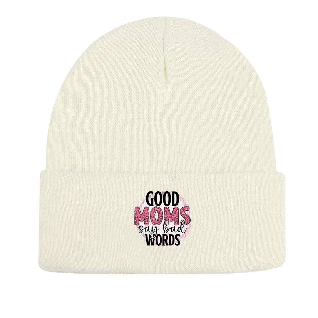 ХОРОШАЯ МАМА" Теплая вязаная шапка бини, Мужская шапка для матери, Конфетного цвета, Свободная, Простая, С помпоном, Вязаная шапка бини