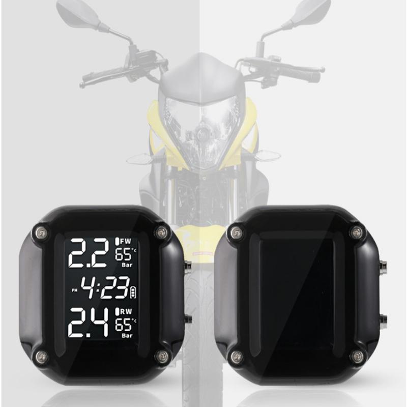 Беспроводная система контроля давления в шинах мотоцикла TPMS, ЖК-дисплей в шинах двигателя, внешние датчики давления в шинах, сигнализация