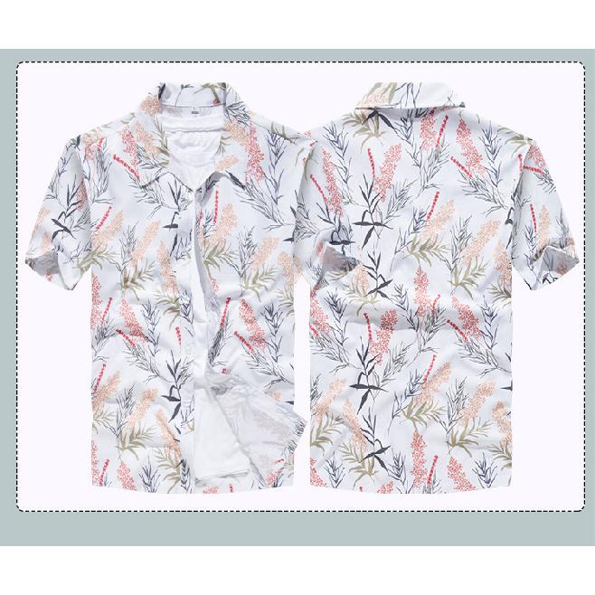 Hawaiian men's short-sleeve shirt, large size, summer beach shirt, loose casual seaside surfing beachwear
