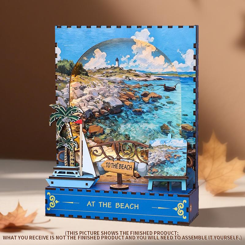 OCHOICE Drop Shipping MOQ=1 Themed Book Nook Kit Mountain Forest Deer LED Miniature DIY Craft for Adults 3D Wooden Puzzle