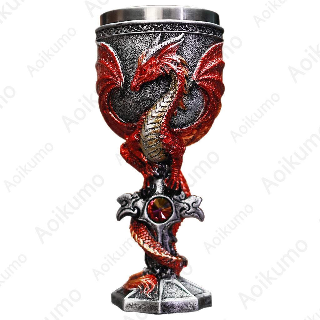 2026 Viking Ship Drakkar Fly Dragon Skull Goblet Stainless Steel Insert Halloween Wine Glass Retro Skull Chalice Cup Shot Glass