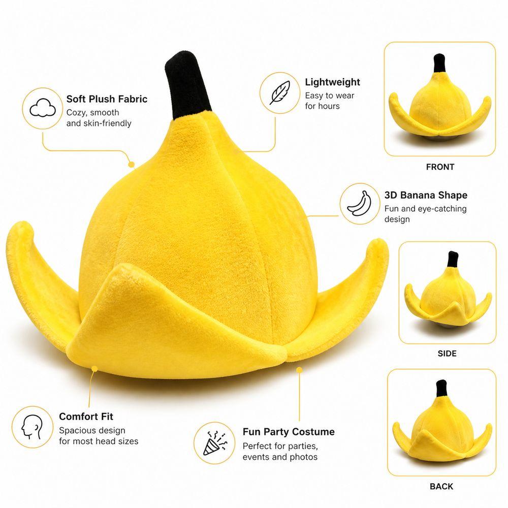 Three-Dimensional Design Fruit Headgear Vibrant Yellow Funny Hat Novelty Costume Hat Costume Use
