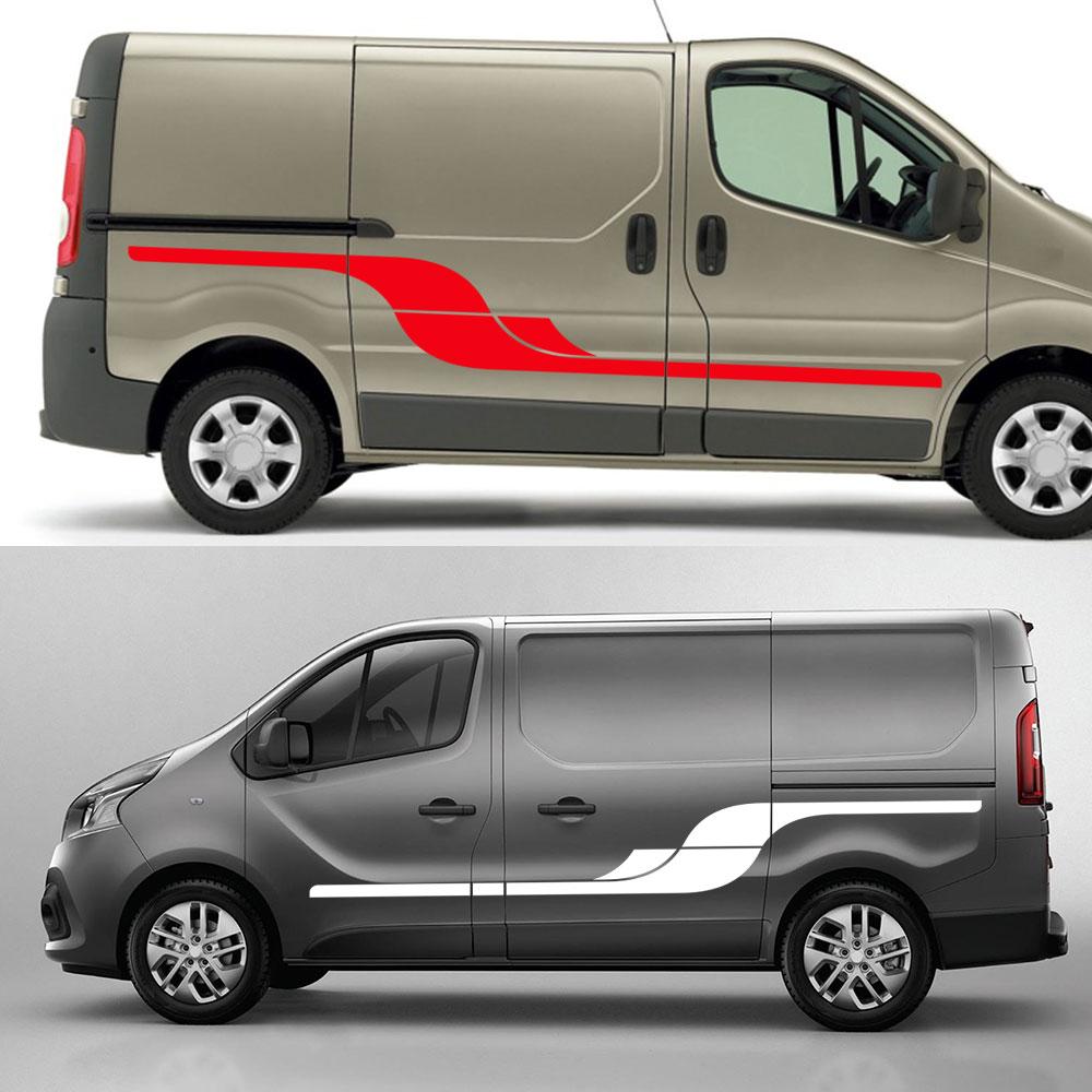 Наклейки в полоску на дверь автомобиля, графические наклейки для Renault Trafic 2 3 MK3 MK2 Camper Day Van MOTORHOME, виниловые наклейки для тюнинга