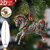 2D Acrylic Horse Pendant Backpack Charm Car Rearview Mirror Pendant Christmas Tree Hanging Ornament Party New Year Decoration