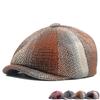 Autumn Winter Beret Men Octagonal Cap Women Color Herringbone Newsboy Cap Plaid Warm Cap