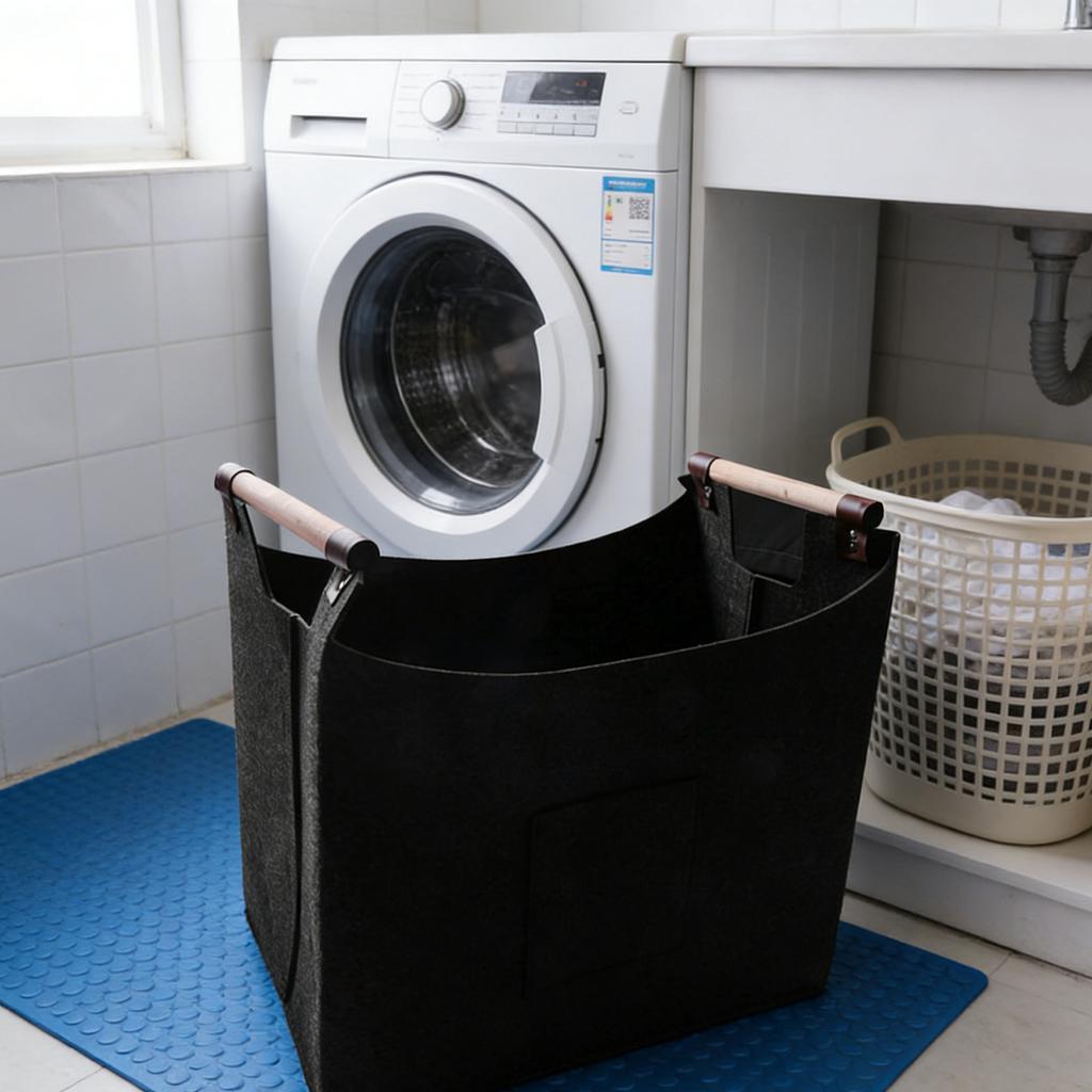 Felt Storage Bag Organizer for Snacks Toys Laundry Home Use Durable Eco-Friendly Grey 45x40x32cm