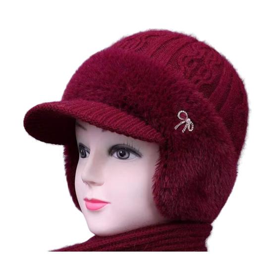 Вязаная шапка с дизайном ушных клапанов, влагоотводящей флисовой подкладкой, теплая, дизайн 3-в-1, бейсболка, уличная шапка для холодной погоды