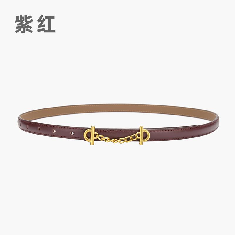 Retro Chain Smooth Buckle Belt For Women, Simple Style Jeans Belt For Women