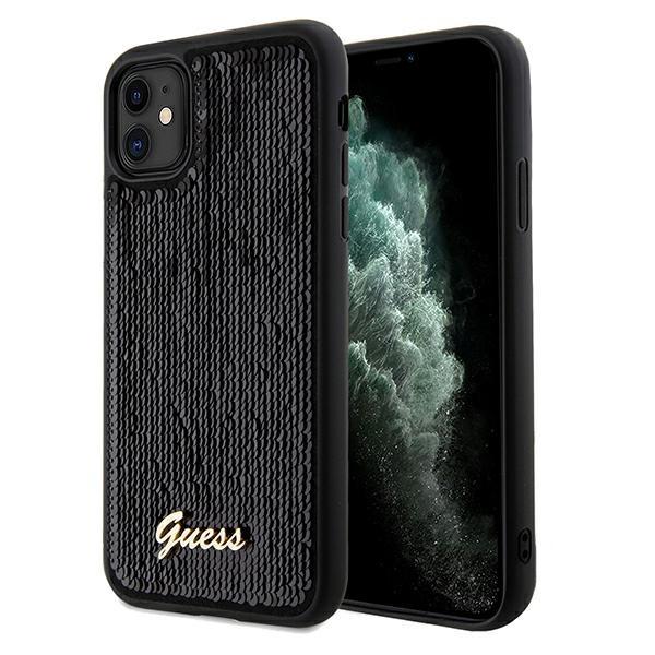 Etui do iPhone 11 Guess Sequin Script Metal Czarne