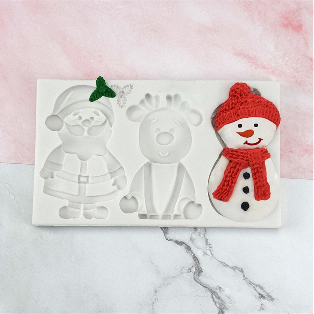 Christmas Santa Silicone Mold Reindeer Shape Baking Tools Handmade Snowman Cake Casting Mould for Baking Enthusiast