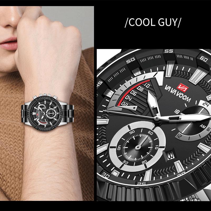 VAVA VOOM Лучший бренд класса люкс Мужские кварцевые часы Дата Календарь Деловые наручные часы Мужские военные повседневные светящиеся спортивные часы Мужские Relogio Masculino