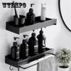 Bathroom Shelf Shower Storage Rack Holder with Towel Rod Shampoo Tray Stand No Drilling Floating Shelf Organizer