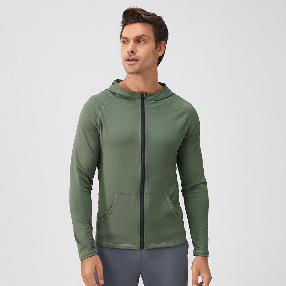 Мужские спортивные футболки с капюшоном и молнией по всей длине UPF 50+ с защитой от солнца Спортивные рубашки с длинными рукавами для рыбалки Спортивные рубашки для бега для тренировок с капюшонами