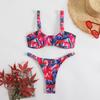 New Printed Split Women's Sexy Suspender Neck Bikini Swimming Beach Hot Spring Swimsuit