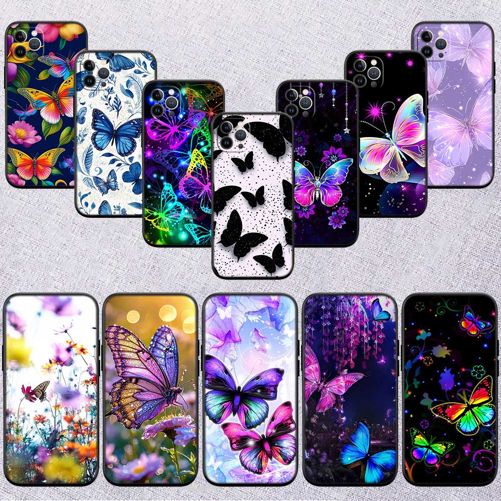 UP22 Colorful Butterfly New High-End Shell Phone Case for iPhone 16 15 14 13 12 Pro Max Plus Mini