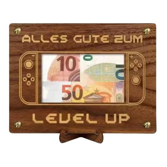 Wooden Money Holder Money Envelope with Hollow-out Pattern Cash Holder Wedding Cash Gift Holder for Christmas Birthday Graduation Festival