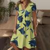 Women's Fashion Summer Casual Short Sleeve Floral Print Dresses