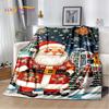 2025 Merry Christmas Tree Santa Claus,New Year Fairy Tale Gift Soft Plush Blanket,Flannel Throw Blanket for Living Room Bed Sofa