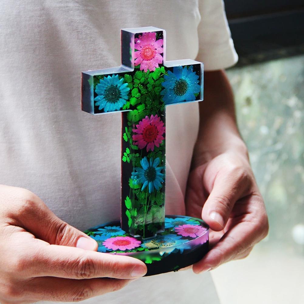 Crossed Silicone Molds Plaster Molds Resin Cross Shape Resin Creative Base With Silicone Castin R1J6