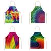 Фартук шеф-повара для приготовления пищи и выпечки Радужный красочный фартук с геометрическим принтом Кухонный мужской и женский фартук льняной нагрудник Фартук для уборки дома