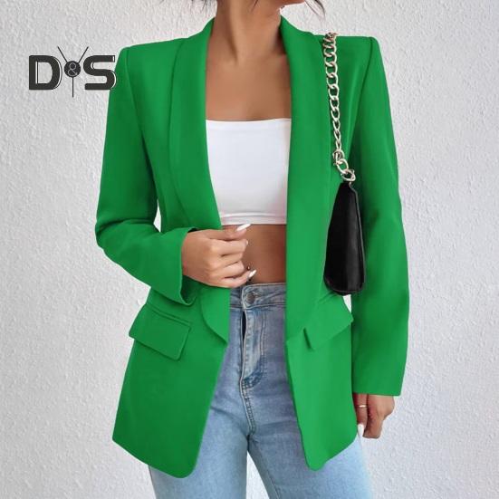 Женский костюм, пальто с лацканами, длинный рукав, открытая передняя расстегнутая планка, пиджак, однотонная свободная деловая верхняя одежда