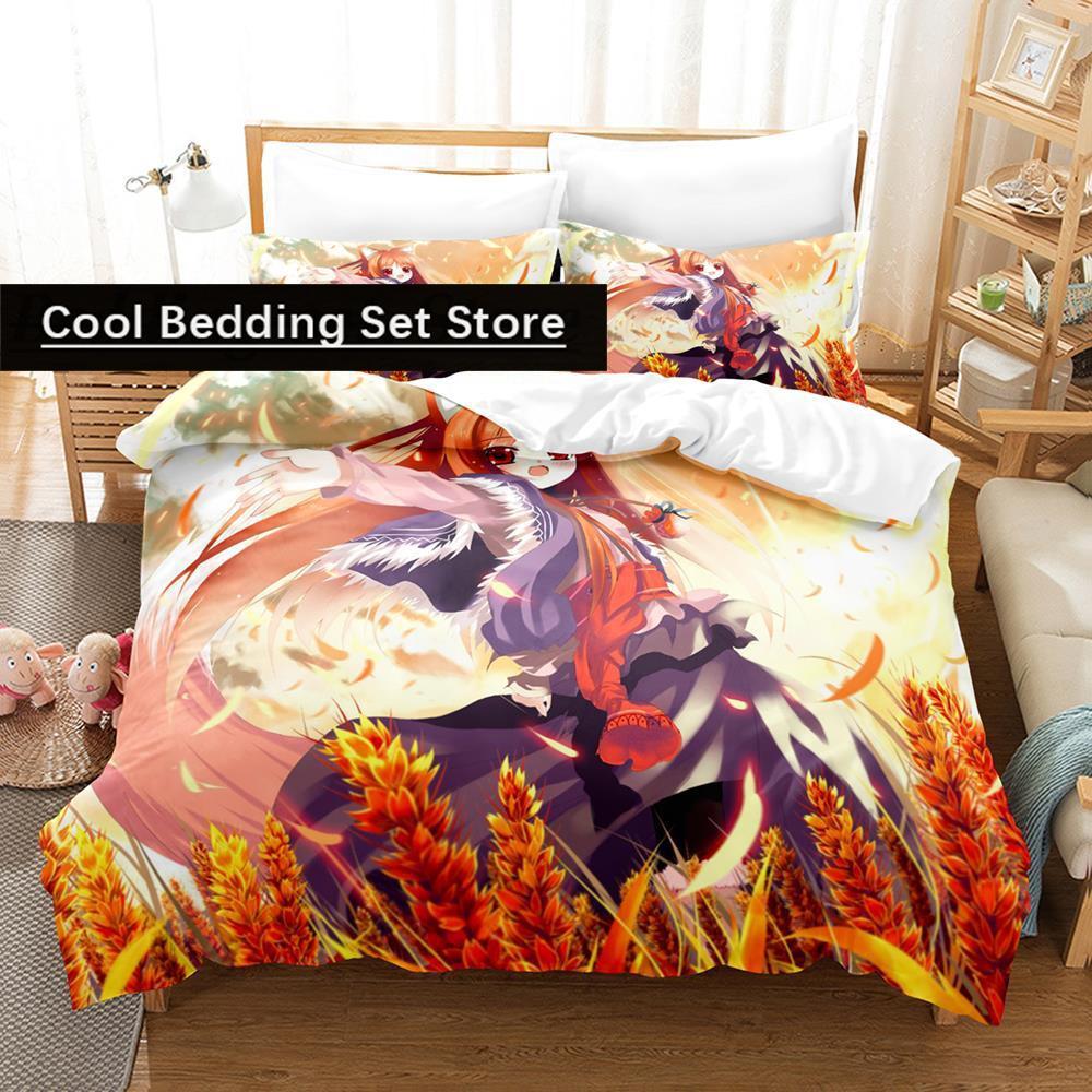 Комплект постельного белья Spice and Wolf Single Twin Full Queen King Size, комплект постельного белья Aldult Kid Bedroom Duvetcover Sets 3D Print Anime