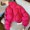 High-End Fashion Simple Cotton-Padded Jacket 2024 Winter Thickened Warm Stand-up Collar Cotton Clothes High Waist Bread Coat