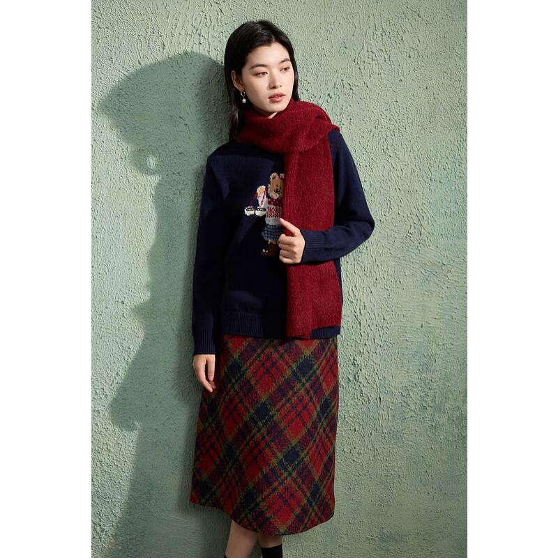 Sancai Plus Size Retro Plaid High-Waisted Slit Maxi Skirt