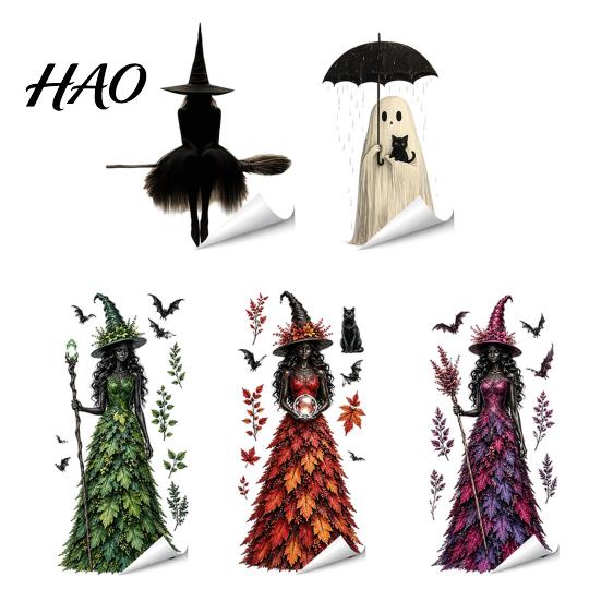 Ghost or Witch Decals Halloween Witch/Ghost Window Clings, Removable Static Glass Stickers, Waterproof PVC Decals, Decorative Film Stickers