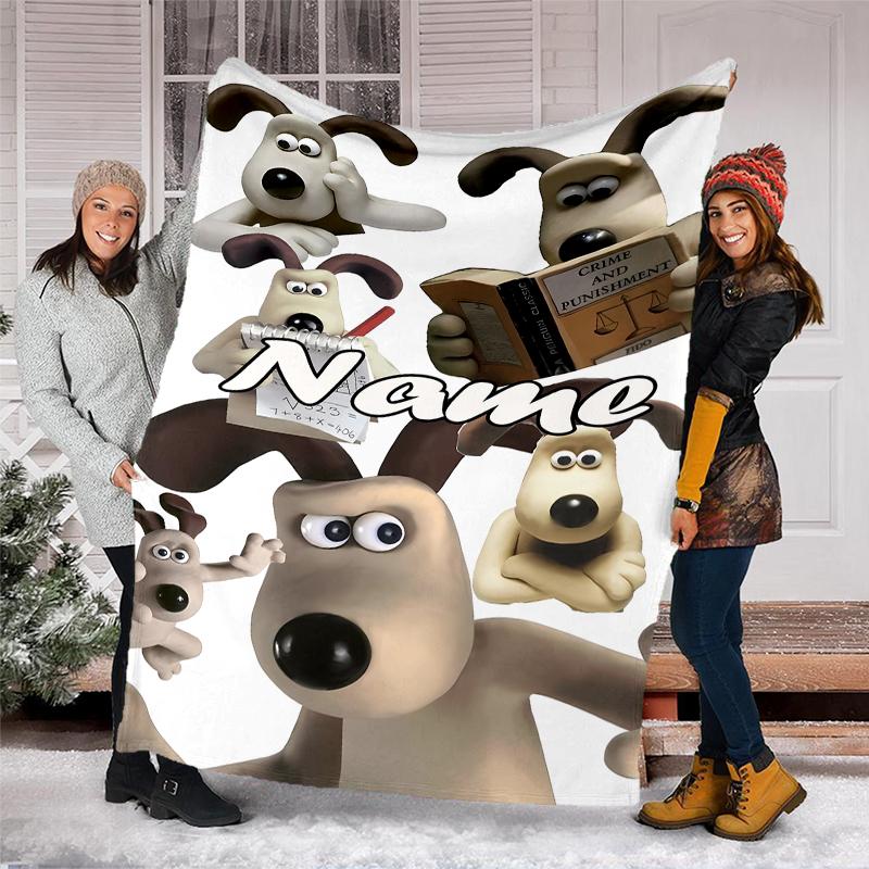 Personalized Custom Name Blanket - Wallace and Gromit Print Design,Blanket for Sofa,Bed,Travel,Camping - Soft and Warm, Great Gift