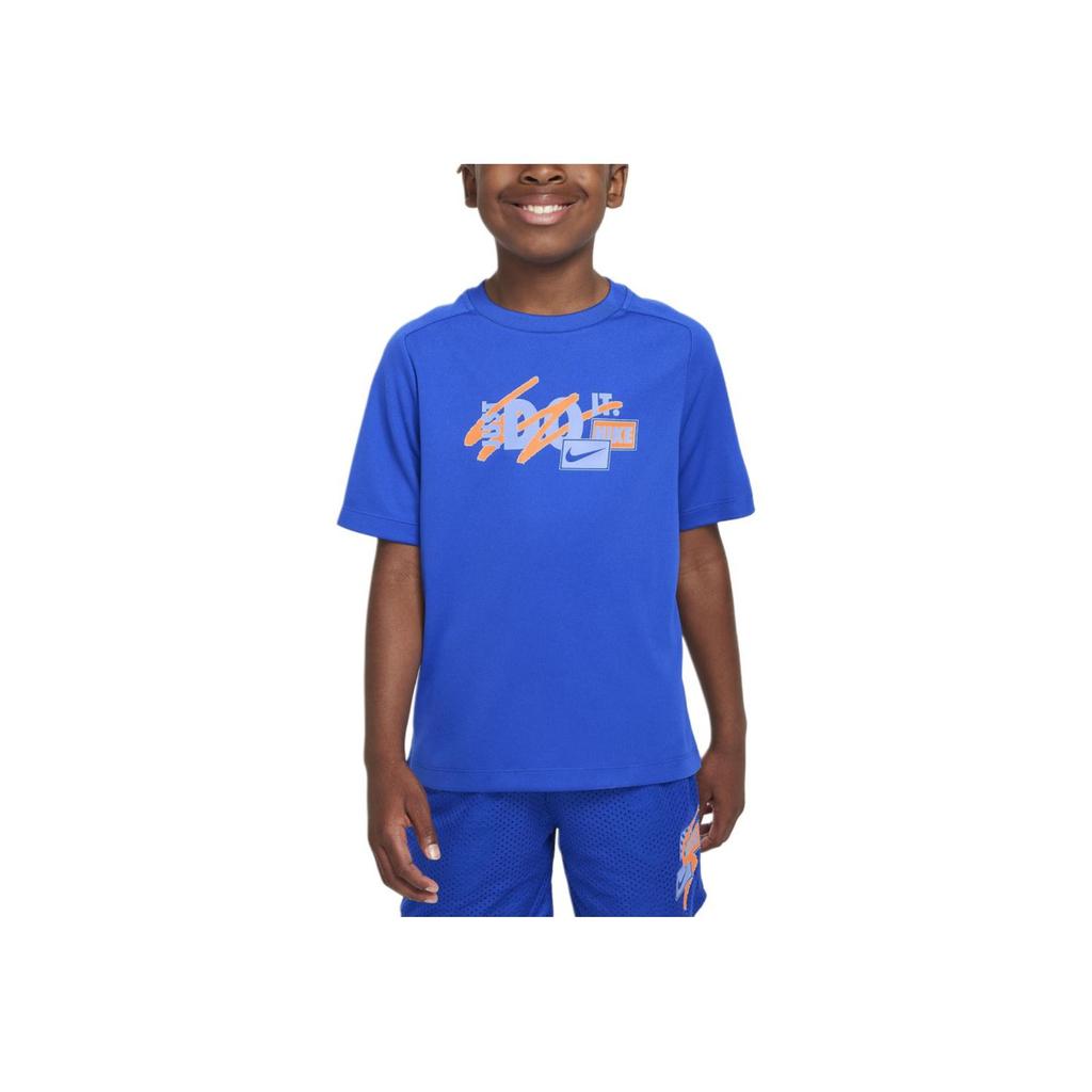 Nike Футболка Dri-Fit, многослойная, впитывающая пот, мягкая, удобная, с коротким рукавом, детская, цвет королевский-синий FZ5315-480