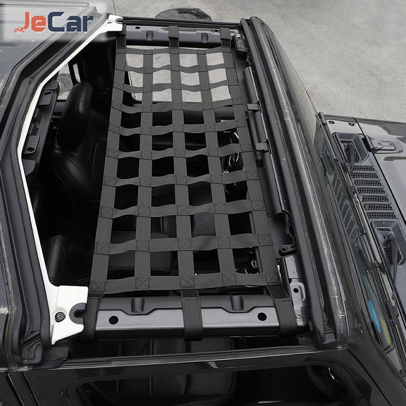 JeCar Car Roof Multifunction Trunk Mesh Cargo Top Bed Rest Storage Net For Jeep Wrangler TJ JK JL 2007 Up Exterior