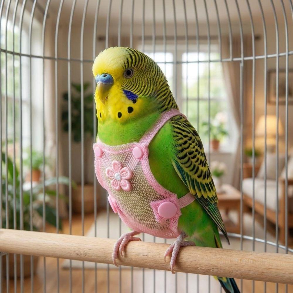 Breathable Mesh Pet Parrot Diaper with Leash Parrot Flying Clothing for Cockatiel Pigeons