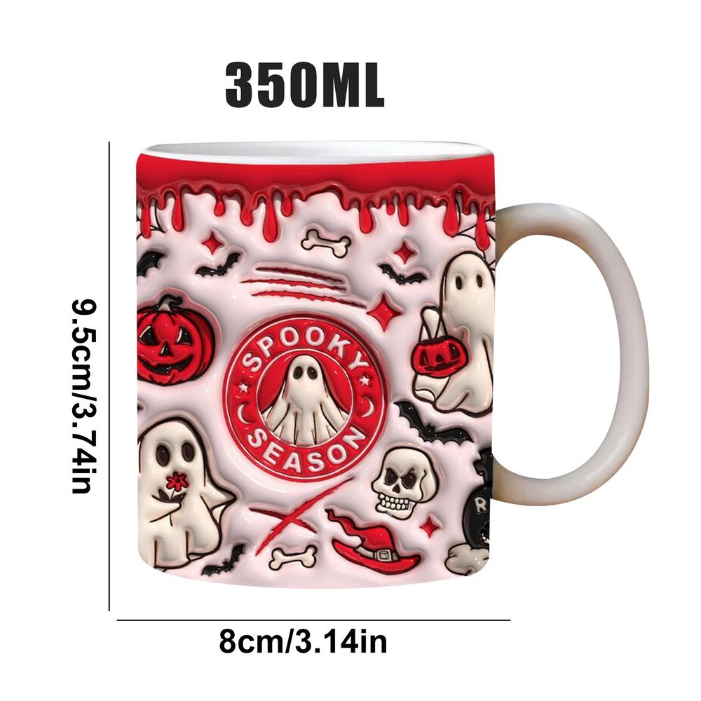 Spooky Ghost Pumpkin Coffee Mug Halloween Goth Occult Witch Ceramic Tea Milk Mug Outdoor Work Camping Cups And Mugs